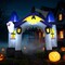 Slickblue; 9 ft Halloween Inflatable Ghost Castle Archway, Light-Up Pumpkin, Glowing Ghost and Bat Banner, Multicolor LED Outdoor Entrance Decoration with Stakes and Ropes; Category:Halloween Inflatables; Image:7